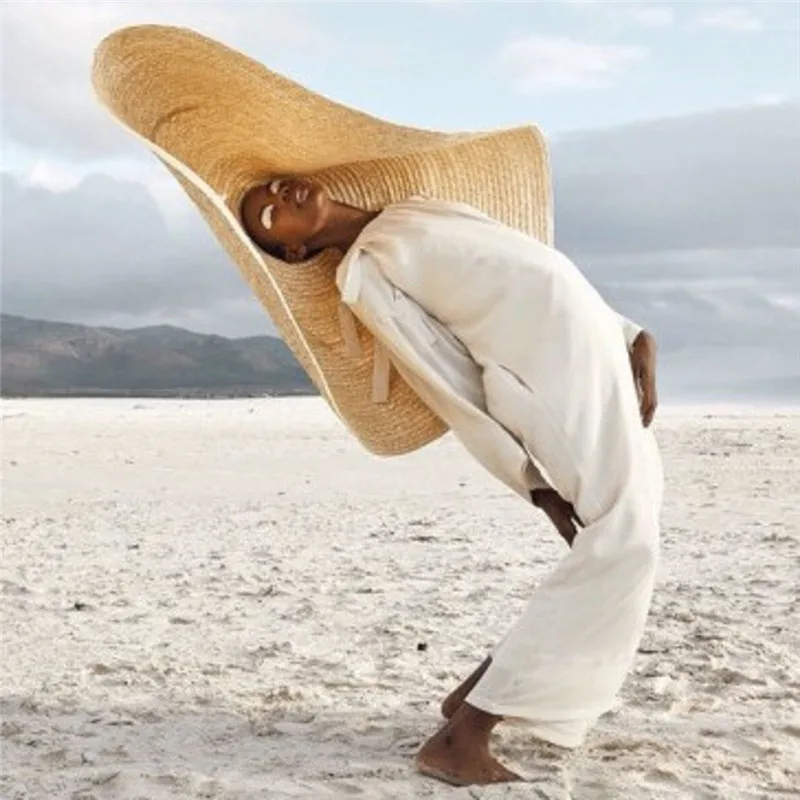 Ženska Moda Velika Nedelja Klobuk Plaži Anti-UV Zaščita pred Soncem Zložljive Slame Skp Zajema Prevelik zložljiv dežnik plaži slamnik