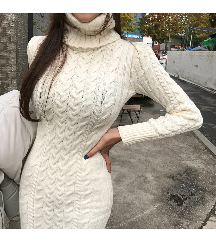 Ženske 2020 Nove Jesensko Zimski Modni Turtleneck Debel Pulover Obleke Ženska Priložnostne Pleteni Puloverji Nove Dolg Rokav Skokih