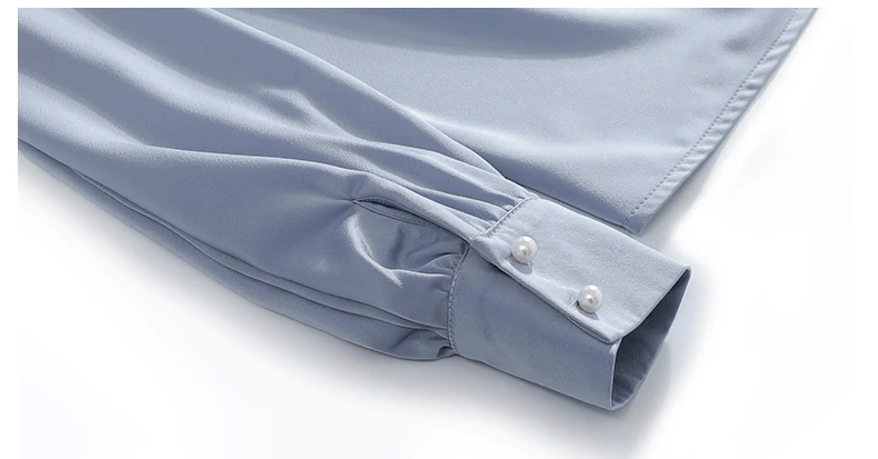 Ženske Bluze Blusas Mujer De Moda 2021 Bluzo Ženske Beading Proti-vrat Modra Šifon Bluzo Majica z Dolgimi Rokavi Ženske Majice, Vrhovi C420