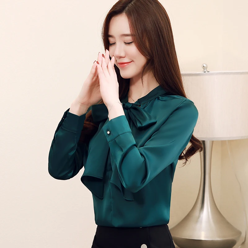 Ženske Bluze Elegantne Ženske Svilene Bluze, Srajce Blusas Mujer De Moda 2019 Korejski Ženska Saten Bluzo Majica Plus Velikost Ženske Majice