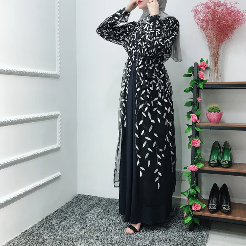 Ženske Dubaj Abaya Za Ženske Tiskanja Gold Leaf Muslimanskih Večer Maturantskega arabski Jopico Obleko Velikosti Skromno Stranki, Plus Velikost Oblačila