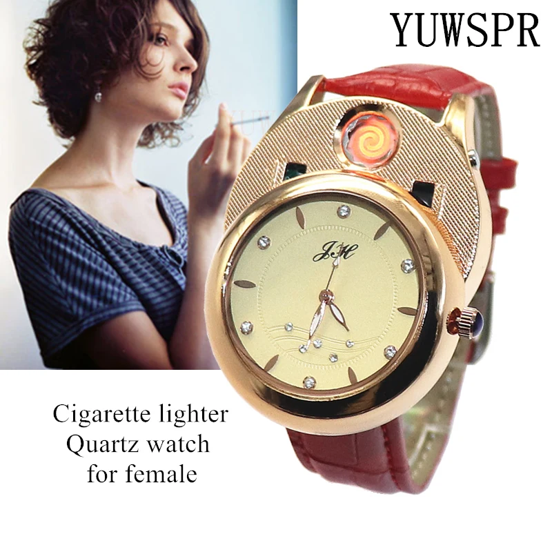 Ženske Gledajo vžigalnik ure USB Polnilne Windproof brezplamensko ustvarjalno okolje ženski quartz uro JH366 1PCS