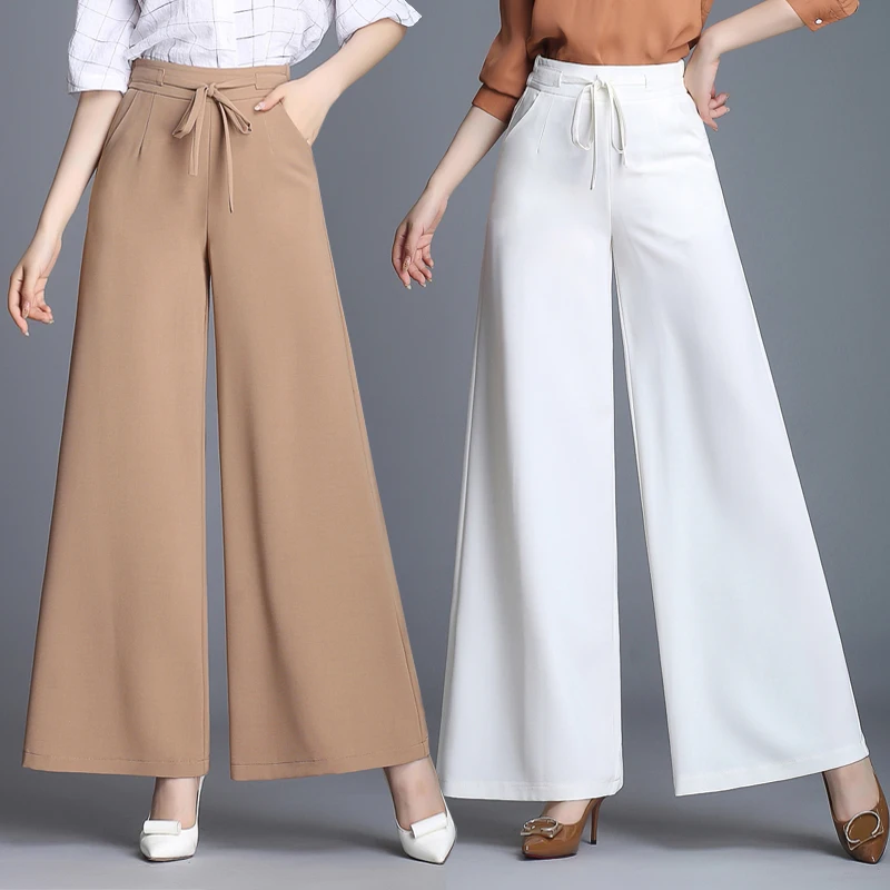 ženske hlače visoko pasu hlače ženska pomlad tanke svoboden priložnostne širok noge hlače Elastični Pas naravnost hlače ženske hlače