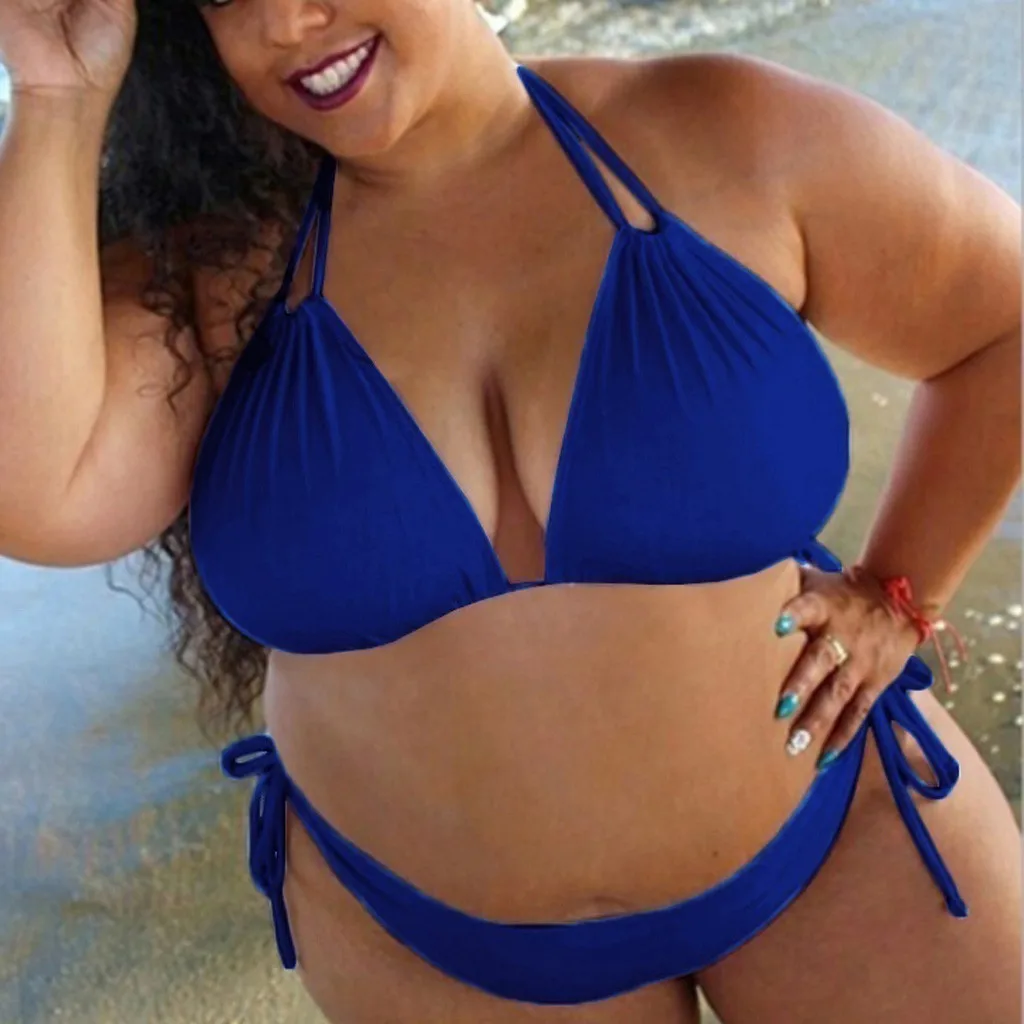 Ženske Kopalke Plus Velikost Povoj Bikini Nastavite Trdno Podložen Modrček, Bikini Split Velikosti Telesa Kopalke Plažo Brazilski Bikini F3