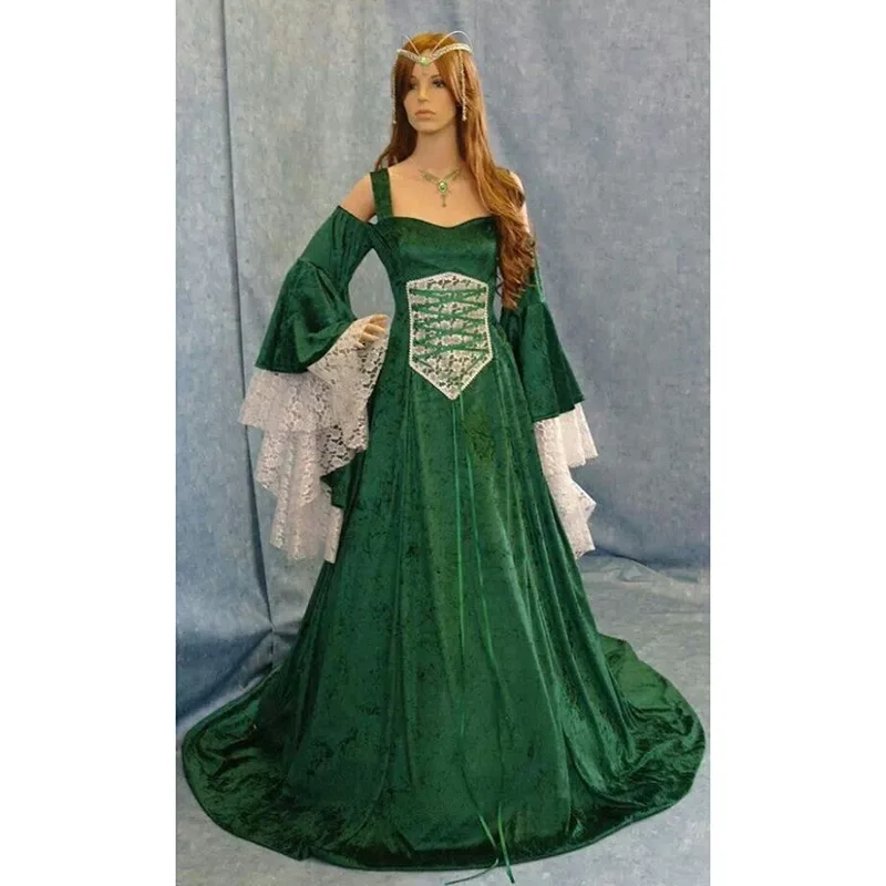 Ženske Letnik Renaissance Gothic Princess Oblačenja Dolžina Tal Cosplay Srednjeveški Kostum Retro Obleke Ženske Tunika Dolgo Obleko Plus Lejt Ba