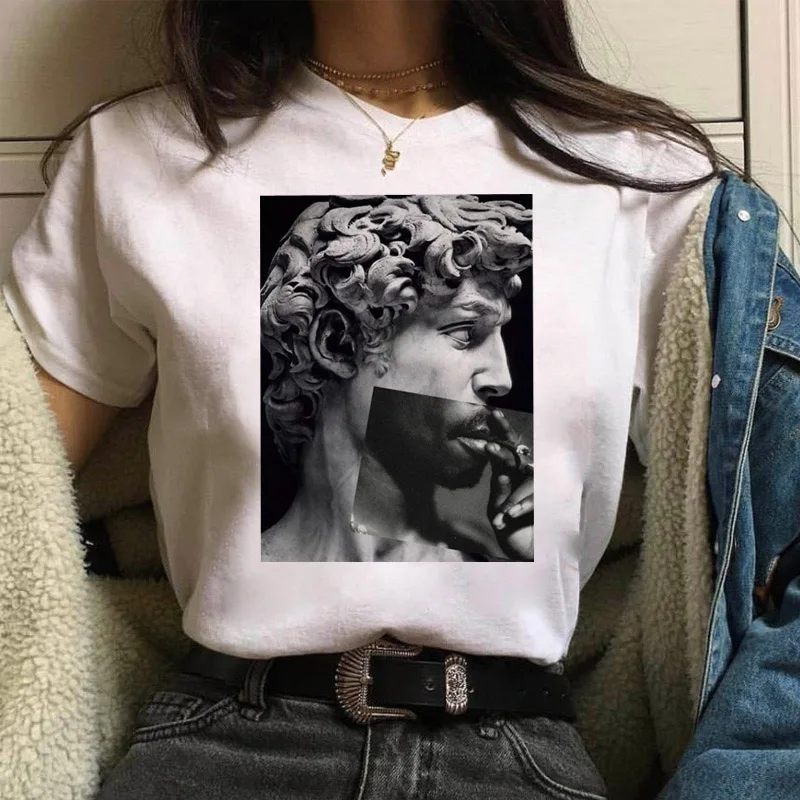 Ženske Majica Fashion Smešno Natisni T-shirt Ženski zgornji deli Oblačil Estetske Harajuku Ulzzang Grafični 90. letih Poletje Tee Majice