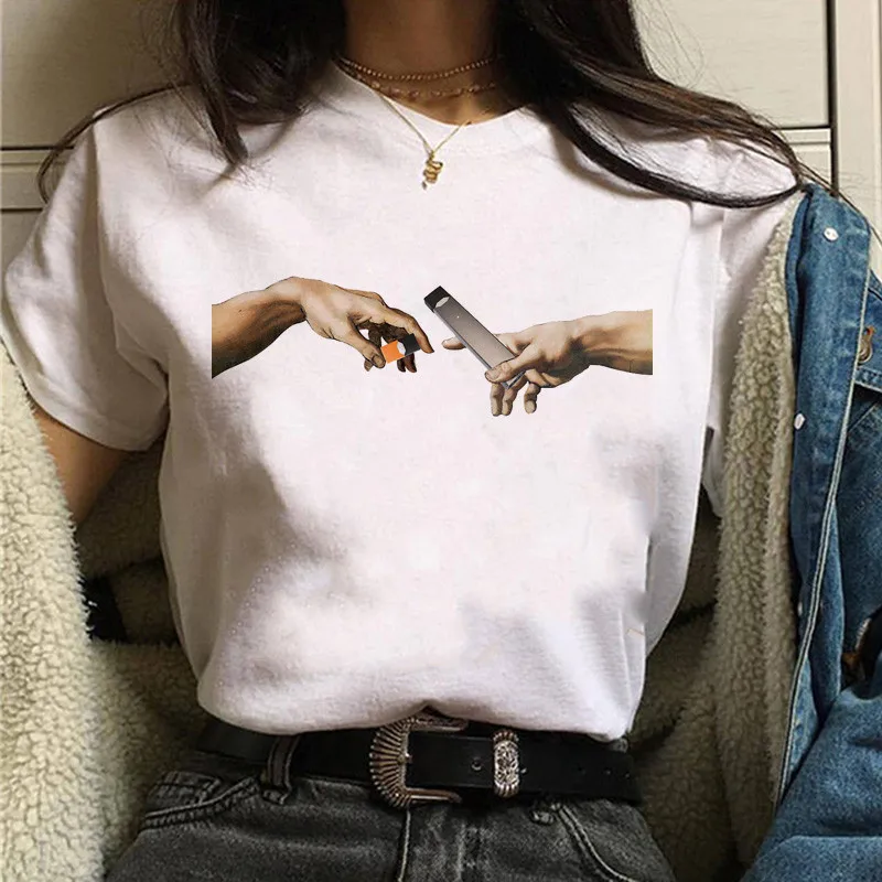 Ženske Majica Fashion Smešno Natisni T-shirt Ženski zgornji deli Oblačil Estetske Harajuku Ulzzang Grafični 90. letih Poletje Tee Majice