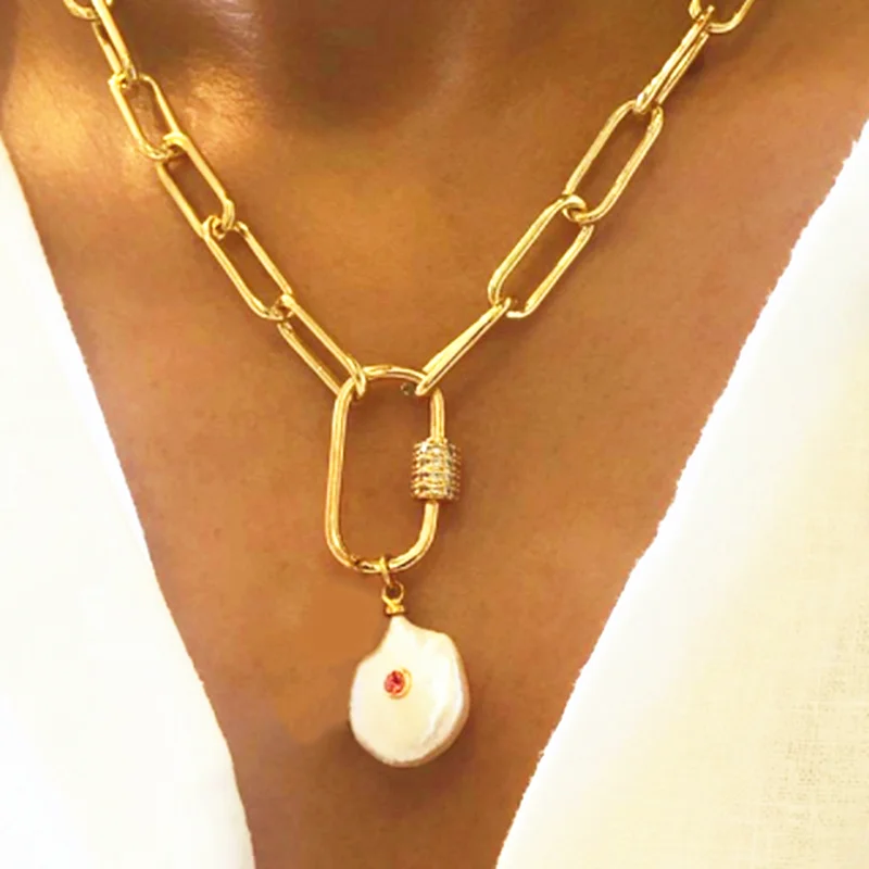 ženske modne biserno ogrlico, obesek, edinstven ovalni verige 2020 nove gotike openable sponke obesek ovratnik nekaj nakit darilo