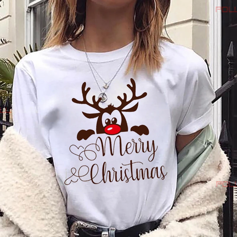Ženske Modne Vesel Božič Natisnjena Nova Lep Medved T Shirt Harajuku T-shirt Kratek Rokav Bela, ki je Primerna za Vse letne Čase Tshirts