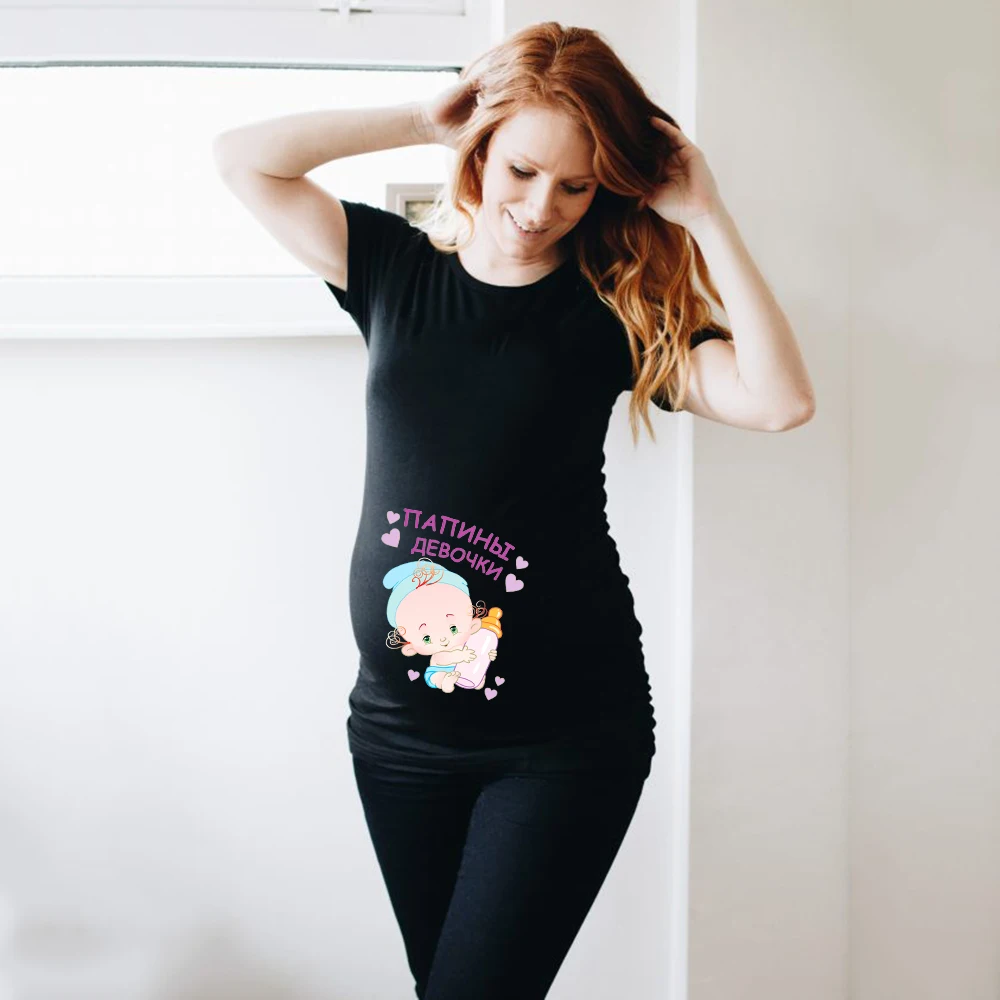 Ženske, Nosečnost T-shirt Oblačila Srčkan Baby Tiskanja Noseča Porodniškega T Srajce Smešno Nosečnice Poletje Tees Noseča Vrhovi