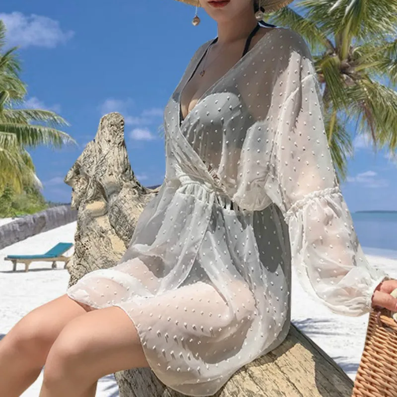 Ženske Pregleden Plažo Seksi vidi skozi Mini Obleka Lady Poletje Čipke-up Očesa Kratek Obleko Nova