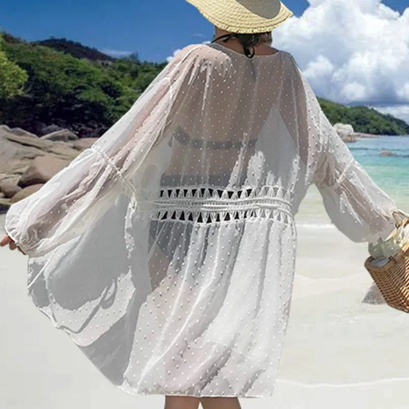 Ženske Pregleden Plažo Seksi vidi skozi Mini Obleka Lady Poletje Čipke-up Očesa Kratek Obleko Nova