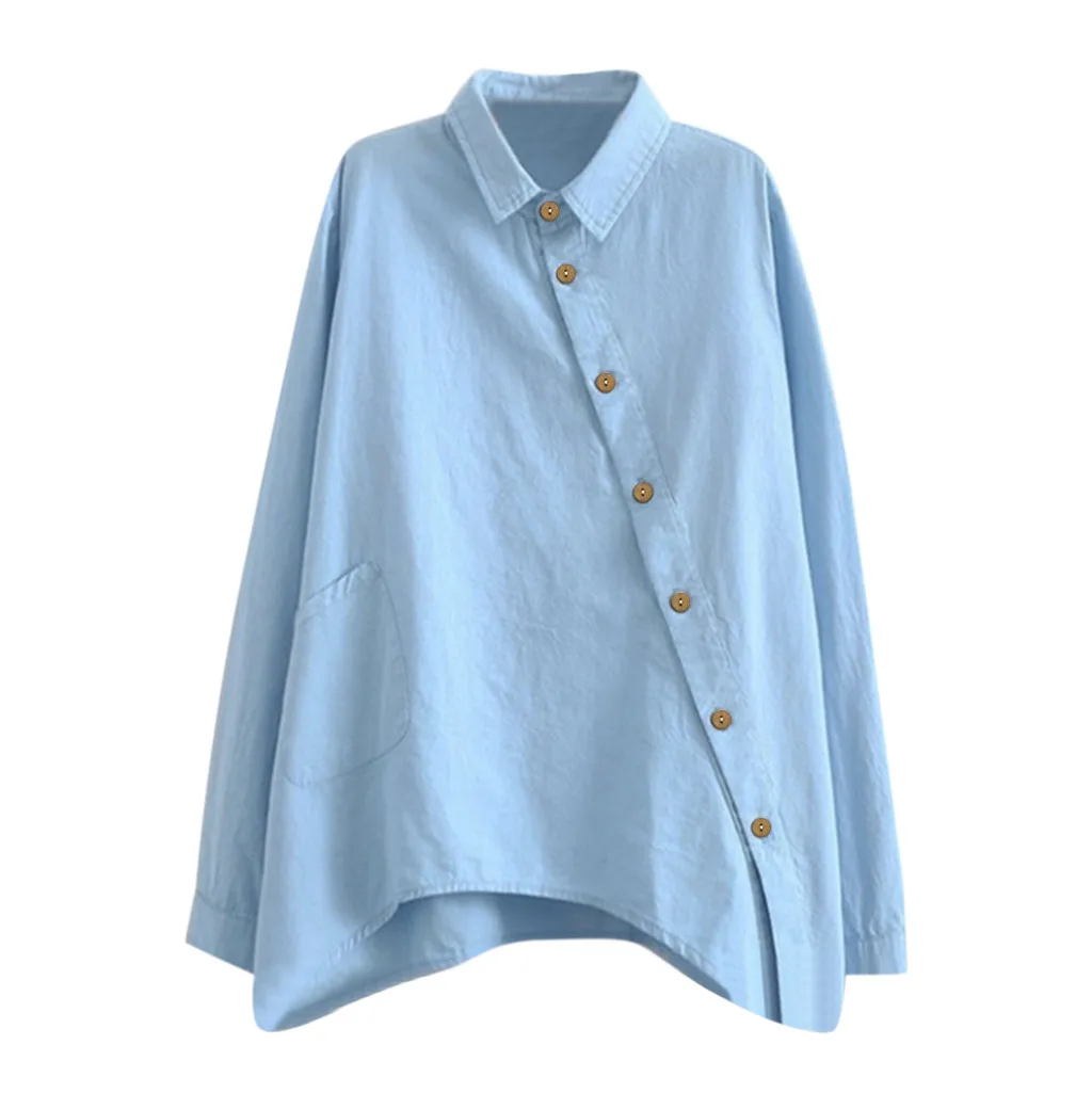 Ženske priložnostne moda barva dolgo sleeved majico novost stransko vrstico gumb office oblačila basic majica, Srajca