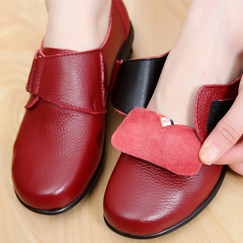Ženske ravno čevlji velike velikosti 4.5-10.5 kavljem & zanke priložnostne ženska pravega usnja loafers plitvo udoben ženski čevlji