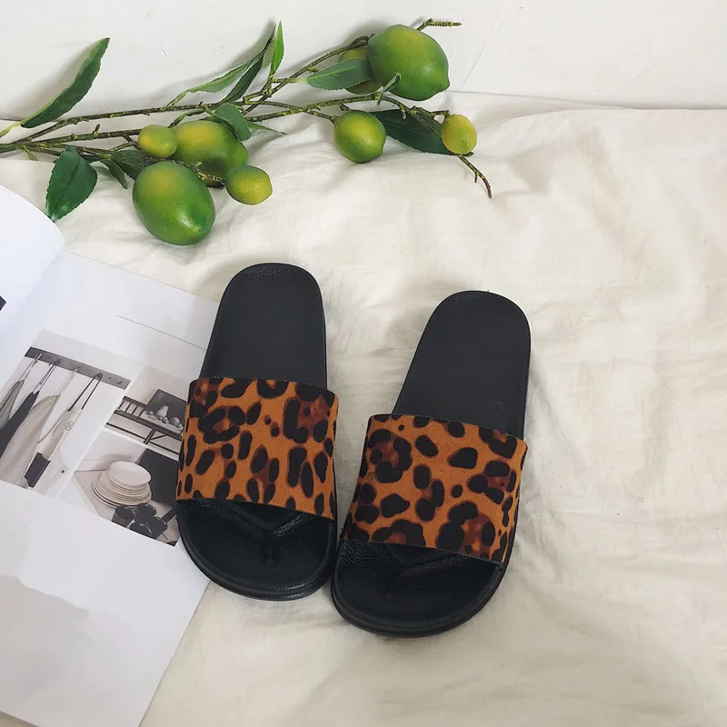 Ženske Sandali, Čevlji za Copate Leopard Flip Flops Novo Poletje Moda na Prostem Ravno Slip-On Dihanje Non-slip Ženski Strani Priložnostne