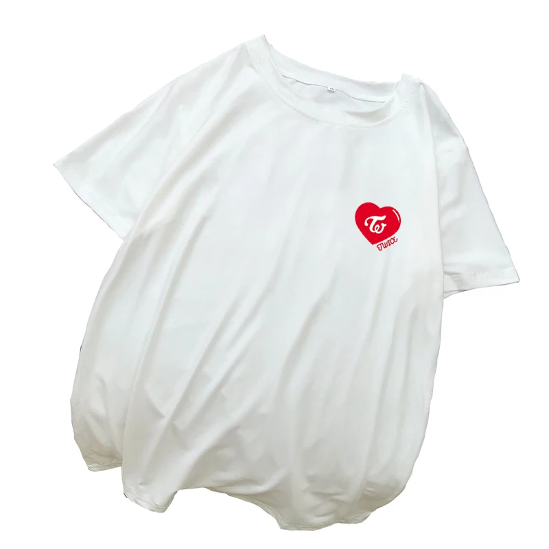 Ženske T Srajce Ulične Mode Poletje korejski Kpop DVAKRAT T-Shirt Priložnostne Svoboden Harajuku Kawaii Srce, ki Tiskanja Vrhovi Tee Shirt Femme
