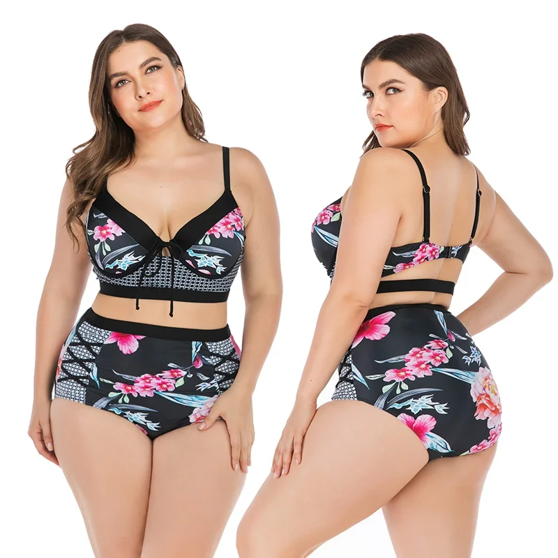 Ženske Tankini Cvetlični Mozaik Strappy Čipke-up Kopalke Bikini Vrh, Dno Damo Plus Velikost Kopalkah na Plaži, Plavanje Obleko#13