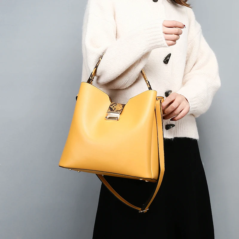 Ženske vrečko visoke kakovosti luksuzni šivanje 2-delni set visoke zmogljivosti vedro vreča preprost torbici 4 barve