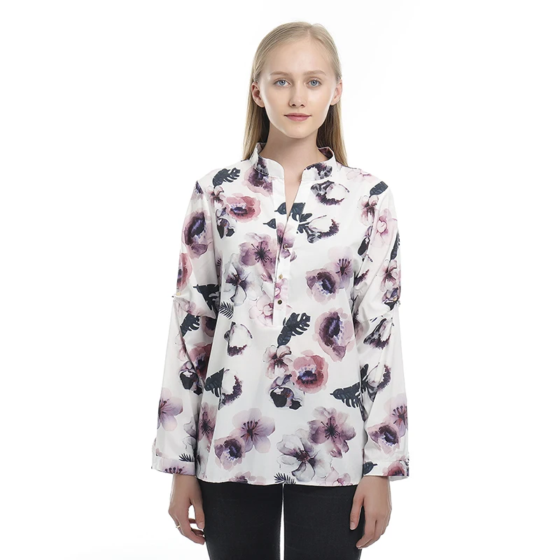 Ženske Vrhovi Bluze 2020 Jeseni Eleganten Dolg Rokav Tiskanja Proti-Vrat Šifon Bluzo Žensko Delo, ki Nosijo Majice Plus Velikost 2XL River Blusa