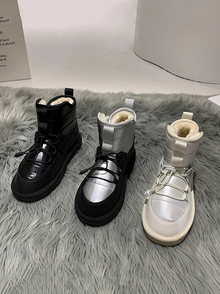 Ženske čevlji za sneg škornji 2020 nov zimski modni debele vodotesen hladno-dokazilo toplo ravno bombaž čevlji