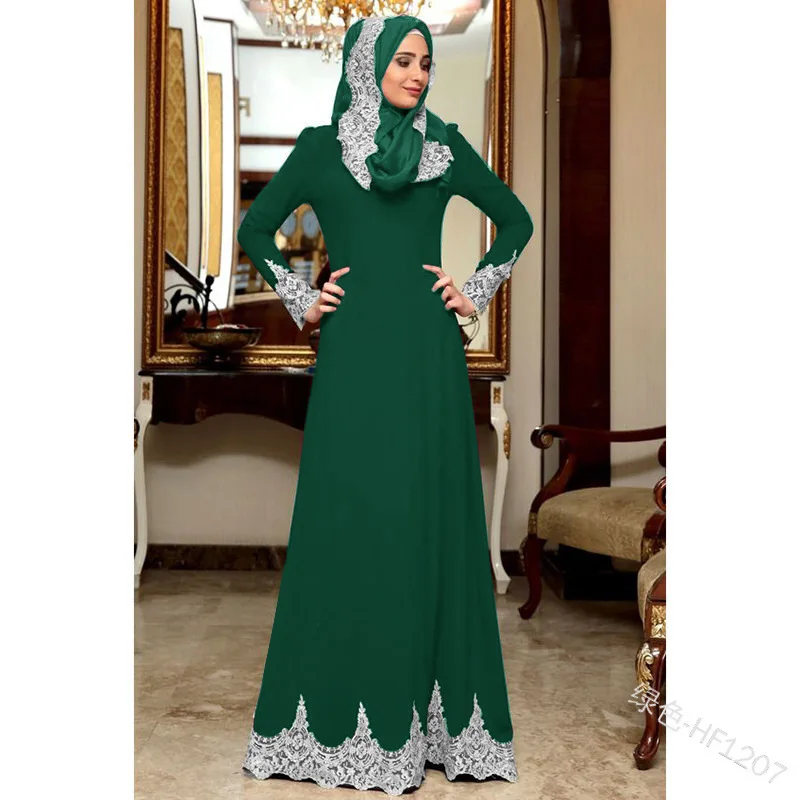 Ženske čipke mozaik haljo dolg rokav slim obleko maxi plus velikost Eid Ramadana tam kaftan obleke Islamskih islamski abaya Jubah Djellaba