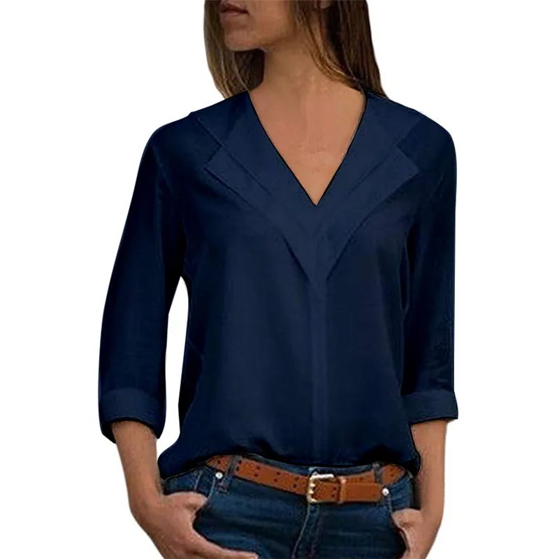 Ženske Šifon Bluzo Proti-vrat Dolg Rokav Bluze, Srajce Priložnostne Vrhovi Elegantno Delo Obrabe Majica Plus Velikost Blusas Mujer De Moda 2020