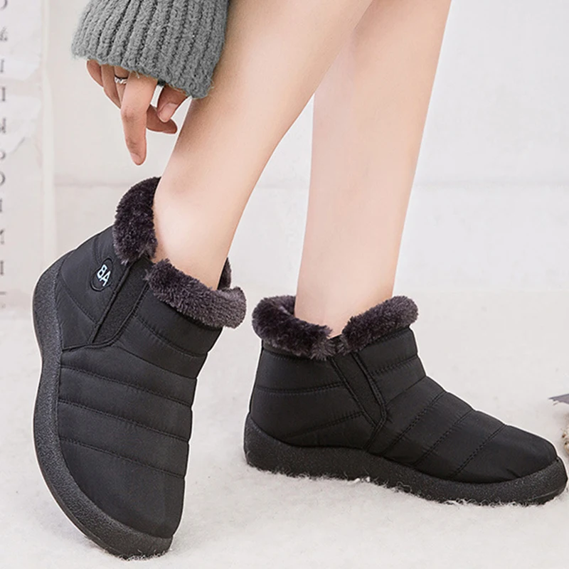 Ženske Škornji 2021 Priložnostne Nepremočljiv Sneg Škornji Za Zimski škornji Dame Zdrsne Na Ravno Čevlji Lahki Plišastih Botas Mujer