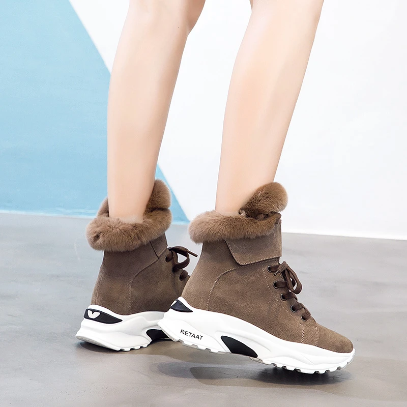 Ženske škornji kavljem&zanke toplo plišastih zimske čevlje pravega usnja ženske snow škornji non-slip ženske škornji botas mujer