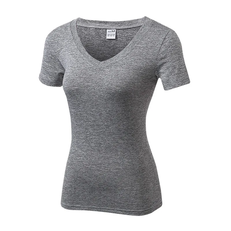 Ženske šport majica stiskanje elastična srajce seksi Telovadba fitnes majico t-shirt, ki teče t shirt crossfit kolesarski dres hiit vrhovi
