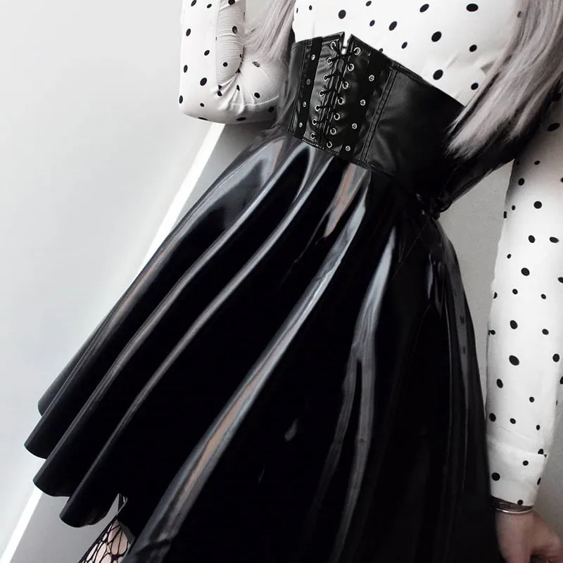 Ženski Gothic Punk Krila Pozimi Letnik Black Povoj Usnje Krila Moda Slim Mini Naguban Krila Modna Oblačila 2020