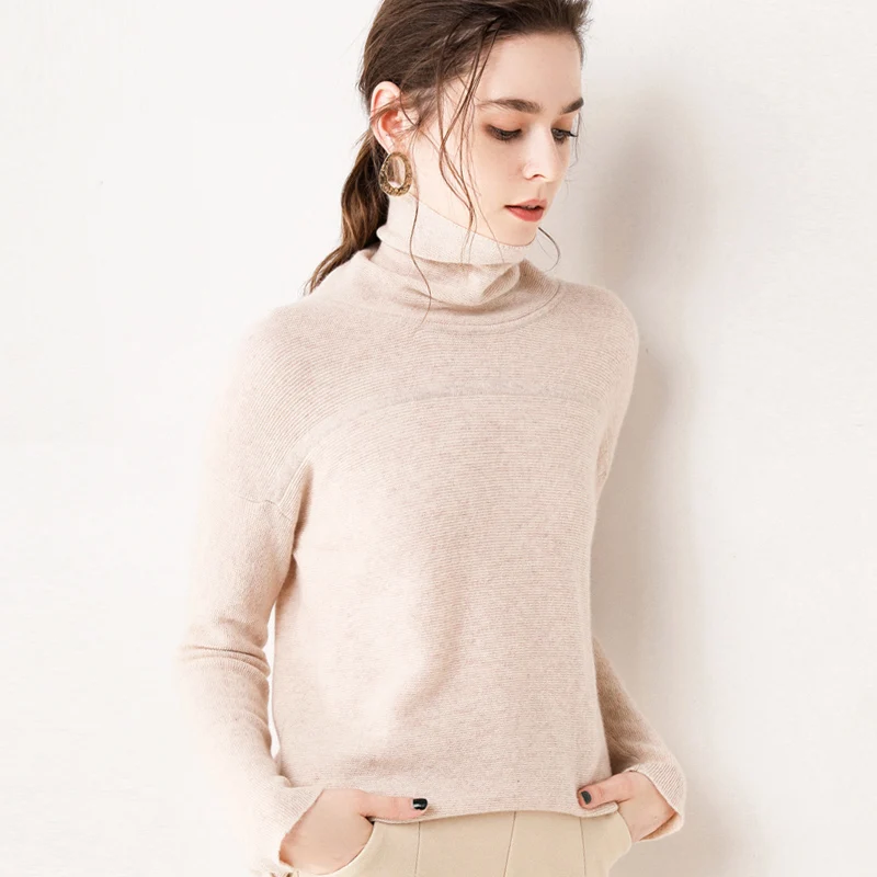 Ženski turtleneck trdna pulover pleten toplo dolge rokave skakalec mehko slim ženske puloverju