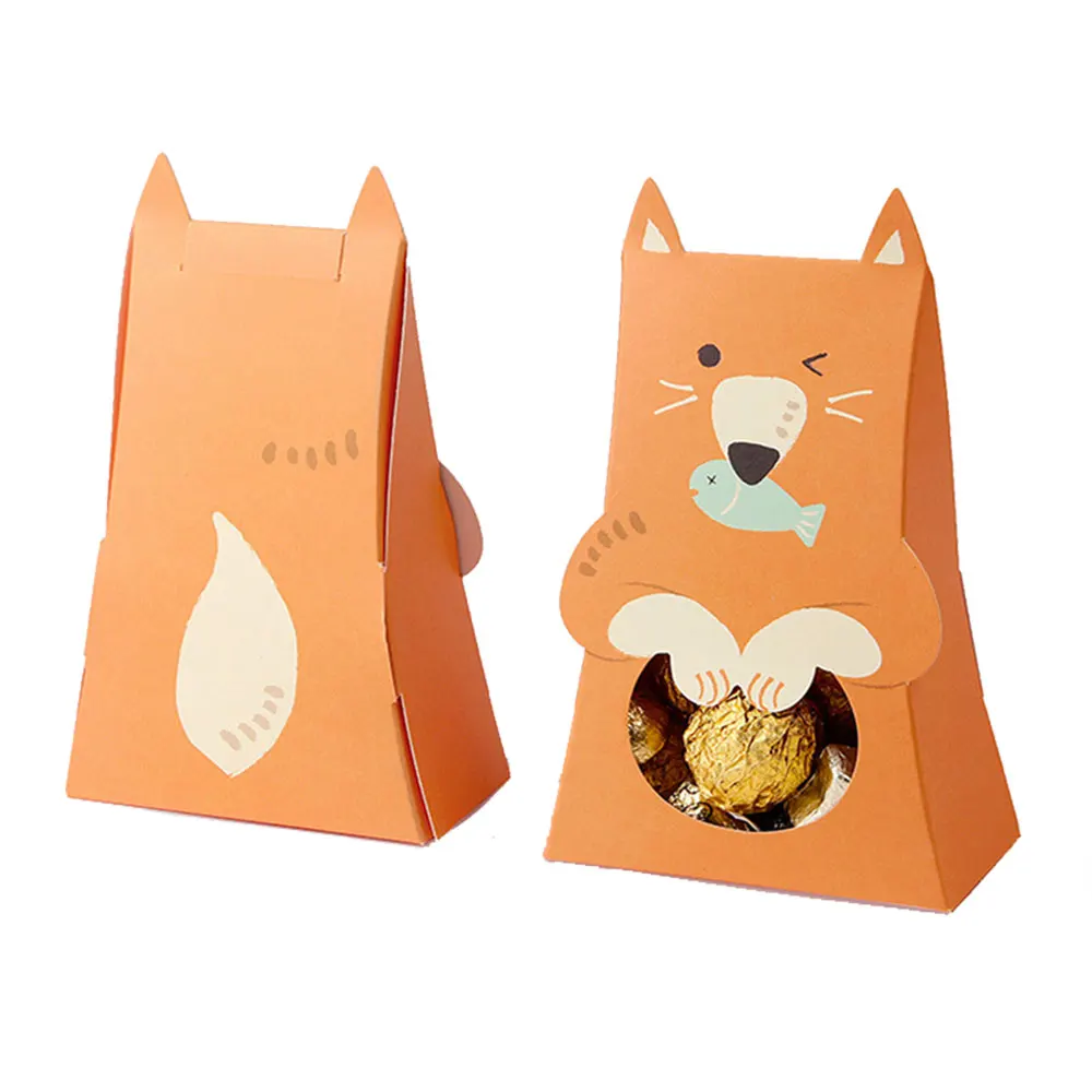 Živali Papir Bonboniera Z Okna Otroci Rojstni Dan Dobave Fox Mačka, Zajec Baby Tuš Škatel Čokolada Embalaža Vrečko