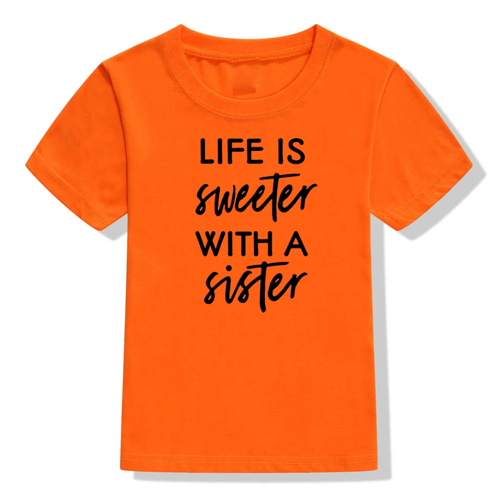 Življenje Je Boljše/slajše s Brat/sestra Tiskanja Otroci Družino Ujemanje Tshirt Smešno Malčka Fantje Dekleta Sorodstveni T-shirt Obleko
