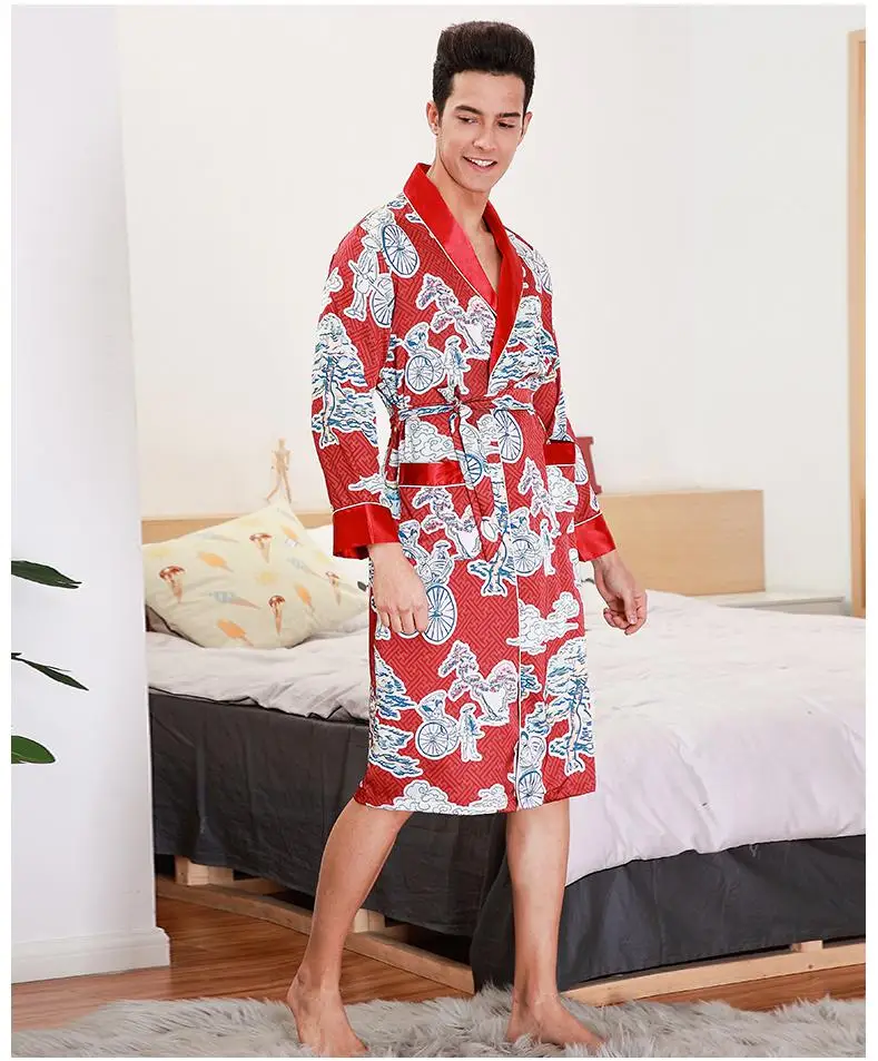 халат мужской Pižame, Moške Rajon Saten Haljo Priložnostne peignoir homme moških kimono Plašč Yukata kopalni plašč More Domov Nositi szlafrok